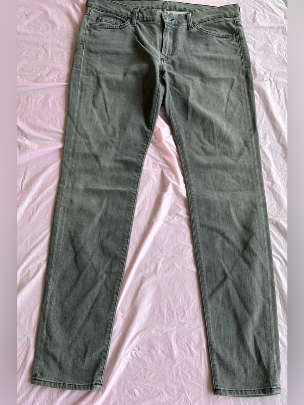 7 For All Mankind Skinny Jeans Pants Denim Gray Whimsygoth Punk Sz 32